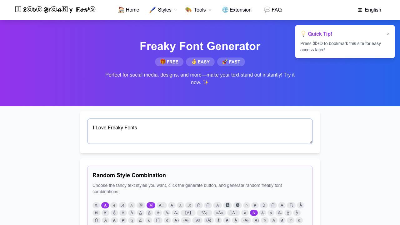 freaky-fonts.com 项目封面