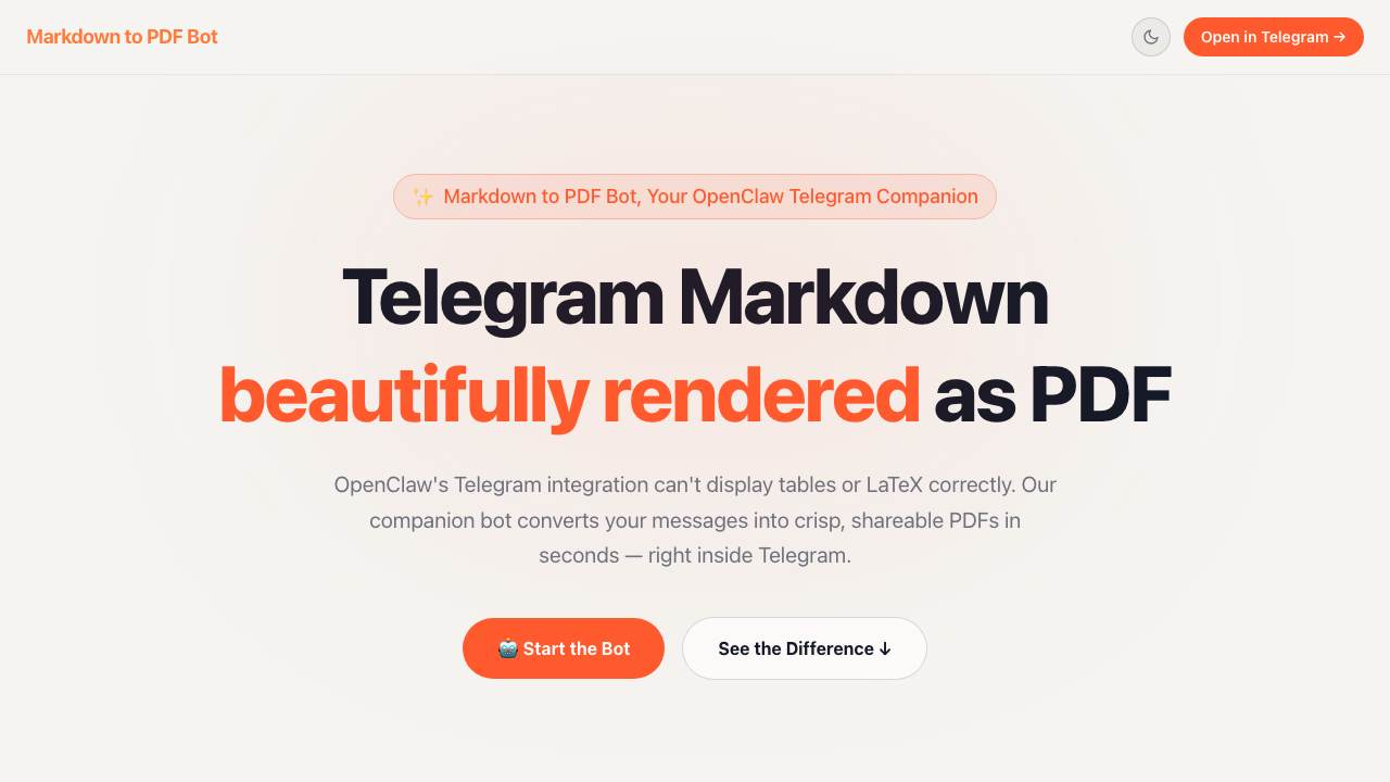Markdown to PDF Bot 项目封面
