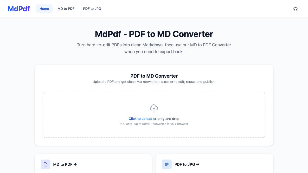 Pdf To MD Converter 项目封面