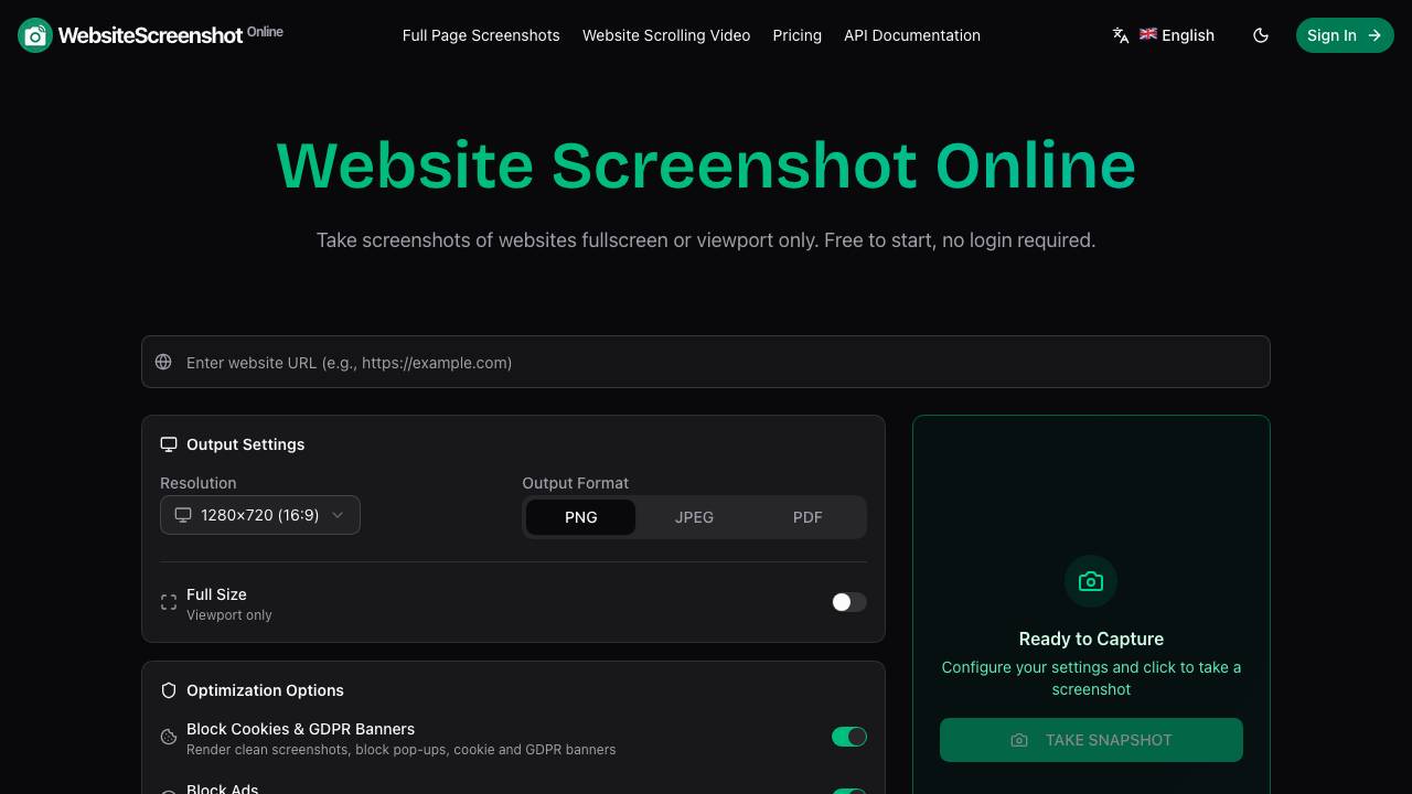 WebsiteScreenshot.online 项目封面